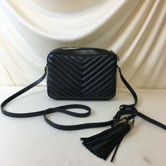 Yves Saint Laurent Black Chevron Camera Small Crossbody Bag Sku# 69351 - Picture 3 of 10